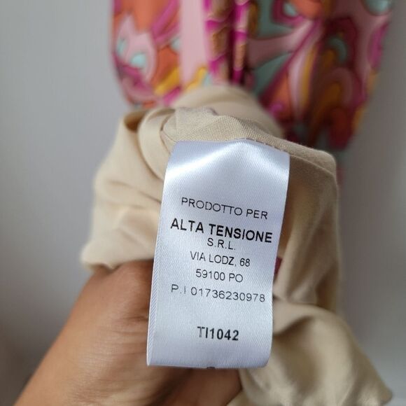 ITALIAN BRAND Colorful Pink Yellow Blue Halter Dress 100% Viscose Size 6 US - Picture 4 of 14